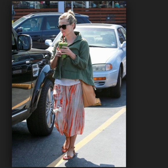 Pepin Tie Dye Tassel Silk Midi Skirt Gray Orange - Picture 3 of 6